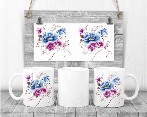 Blue and Purple Flower Mug