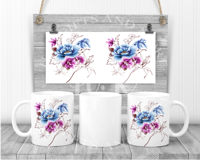 Blue and Purple Flower Mug