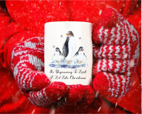 Personalised Christmas Penguin Mug