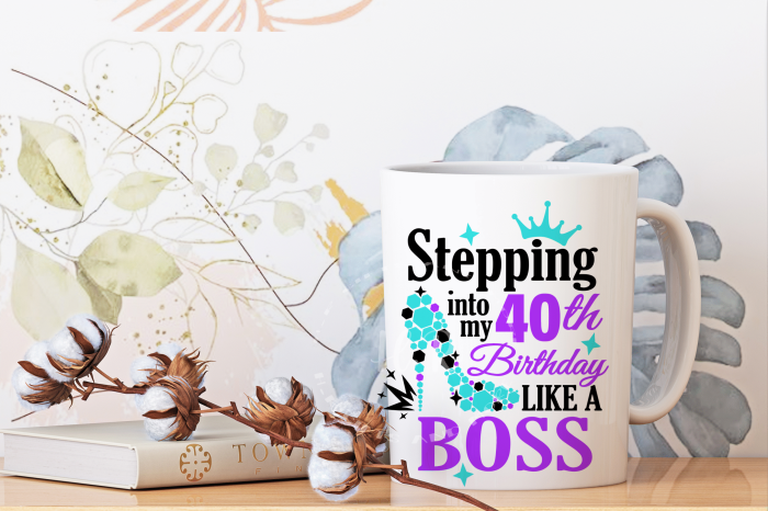 Stepping into my 40th Birthday Like a Boss Personalised Mug
