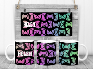 Personalised Pink and Green Gaming Mug