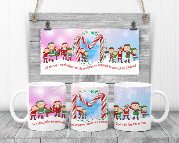 Personalised Blue and Pink Candy Cane Mug
