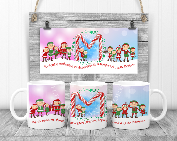 Personalised Blue and Pink Candy Cane Mug