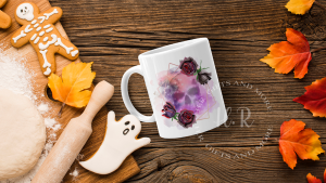 Personalised Red and Black Roses Skull Mug