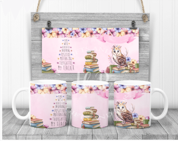 Teacher's Positive Words Owl Mug