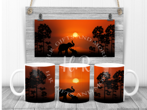 Sunset Elephant and Baby Mug