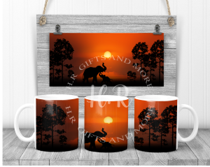 Sunset Elephant and Baby Mug