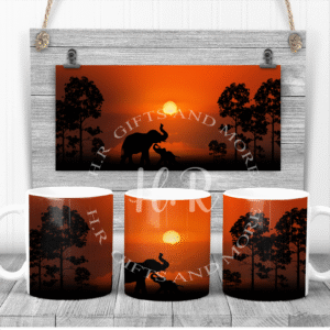Sunset Elephant and Baby Mug