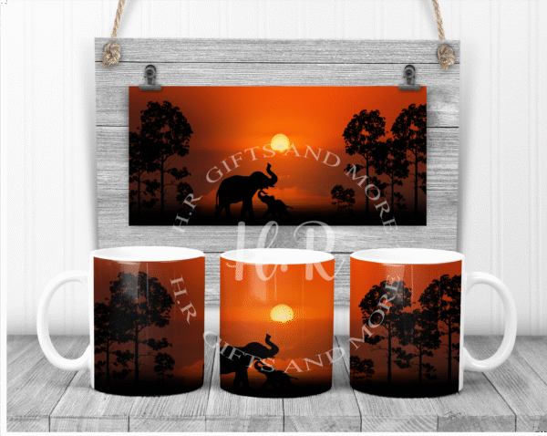 Sunset Elephant and Baby Mug