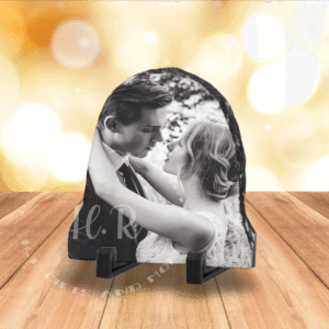 Couple Personalised Photo Semi Oval Rock Slate