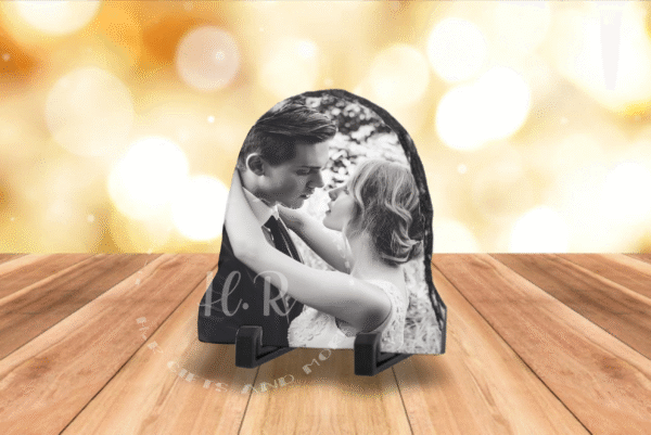 Couple Personalised Photo Semi Oval Rock Slate
