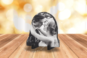Couple Personalised Photo Semi Oval Rock Slate