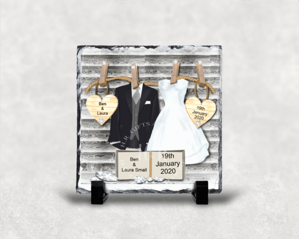 Personalised Wedding Date Keep Sake Rock Slate