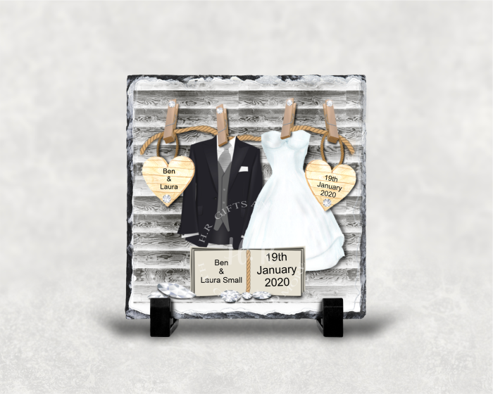 Personalised Wedding Date Keep Sake Rock Slate