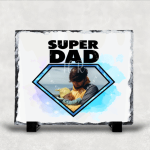 Personalised Photo Super Dad Rock Slate