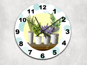 Home Accessories Kitchen Herb Glass Wall Clock