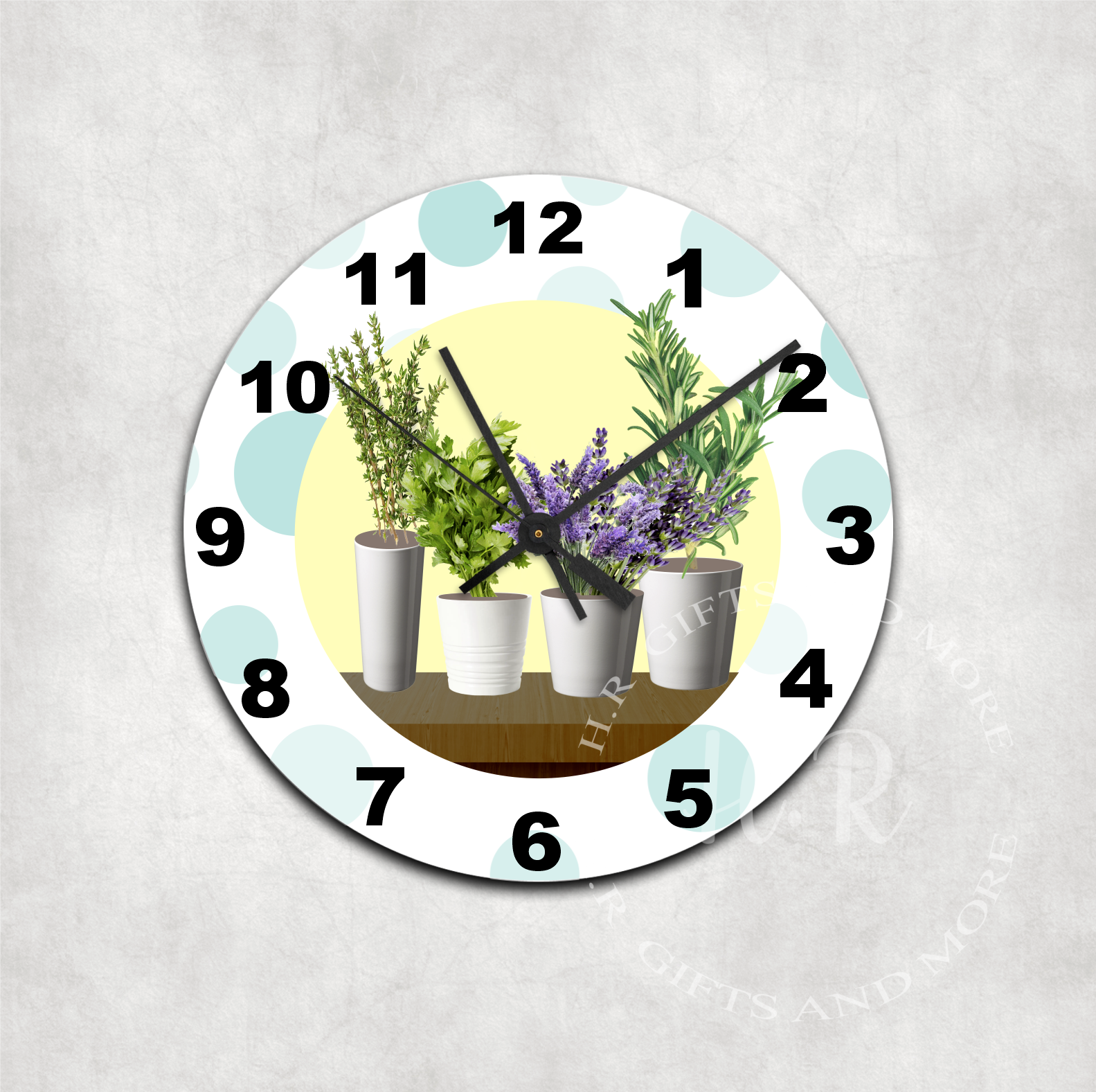 Kitchen Herb Glass Wall Clock