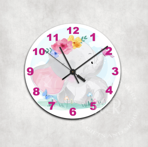 Personalised Baby Elephant Nursery Wall Clock
