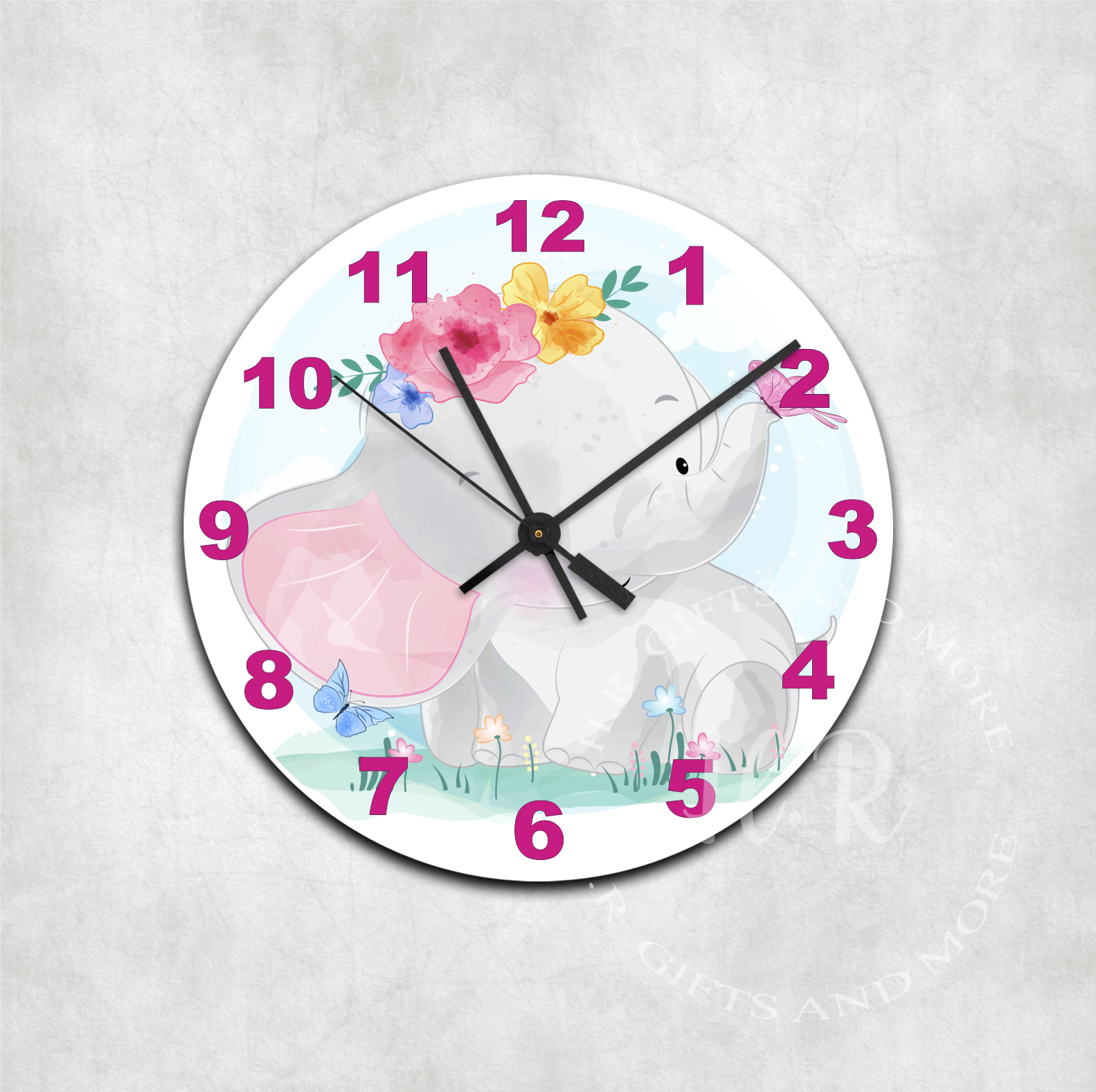 Personalised Baby Elephant Nursery Wall Clock