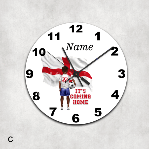 Personalised It's Coming Home Football Glass Wall Clock - Image 2