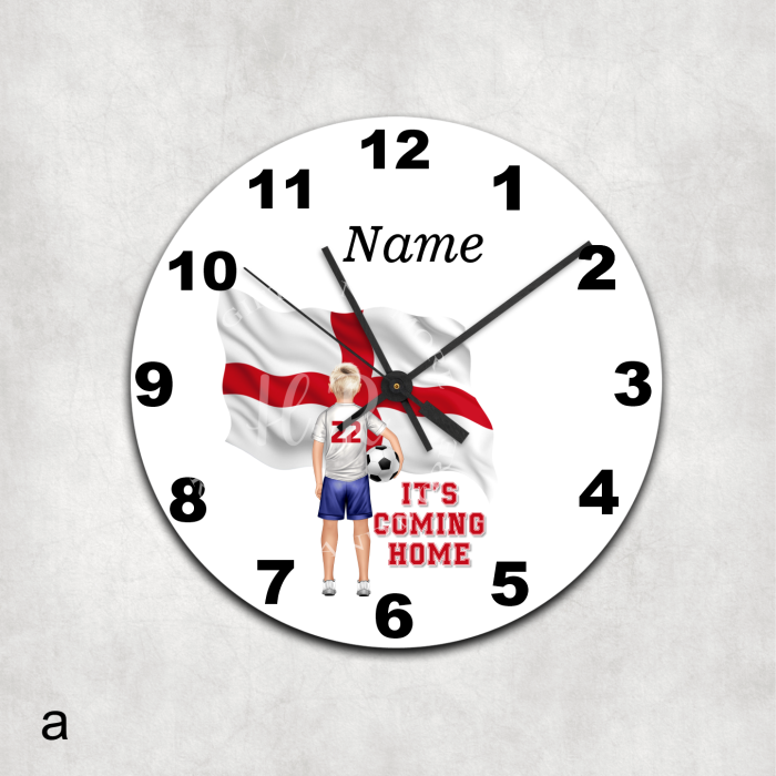 Personalised It's Coming Home Football Glass Wall Clock