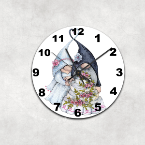 Married Gnomes Glass Wall Clock
