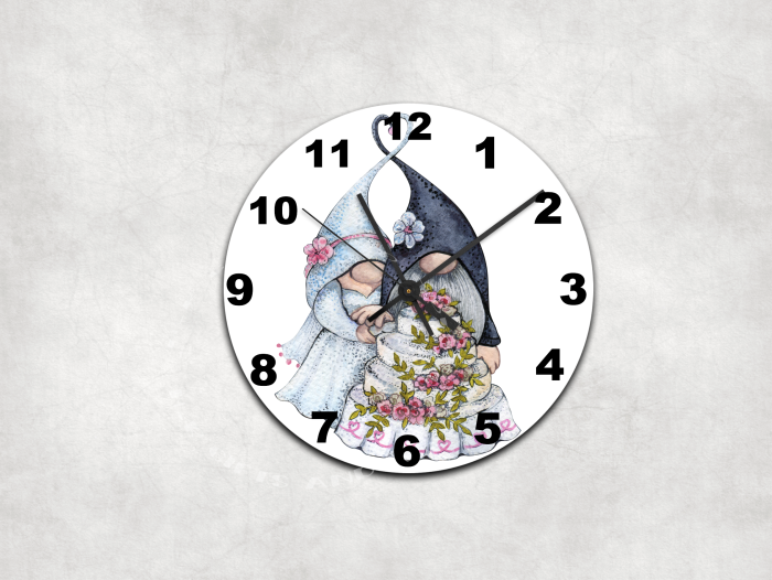 Married Gnomes Glass Wall Clock