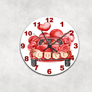Red Love Car Glass Wall Clock