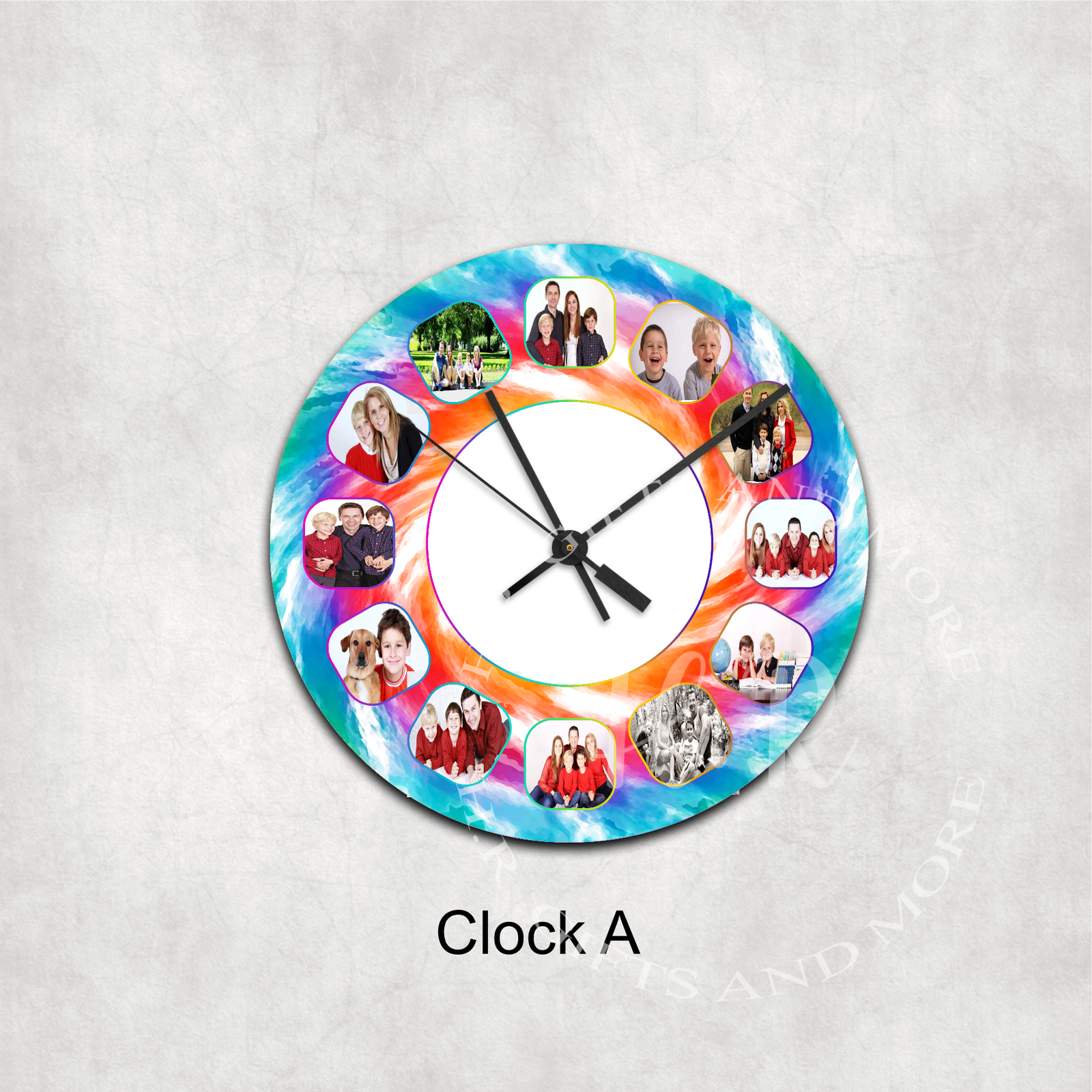 Colourful Personalised Photo Number Glass Wall Clock