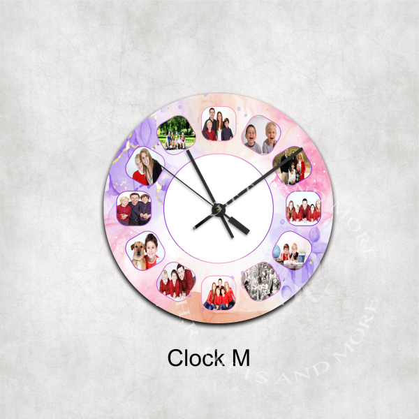 Colourful Personalised Photo Number Glass Wall Clock - Image 13