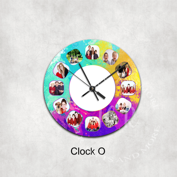 Colourful Personalised Photo Number Glass Wall Clock - Image 15