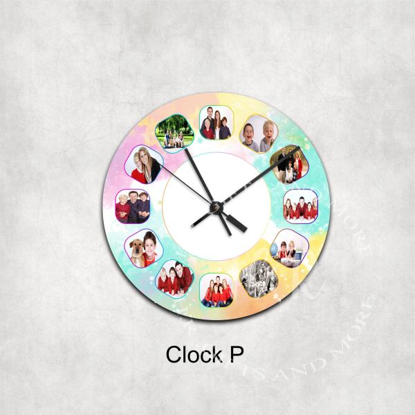 Colourful Personalised Photo Number Glass Wall Clock - Image 16