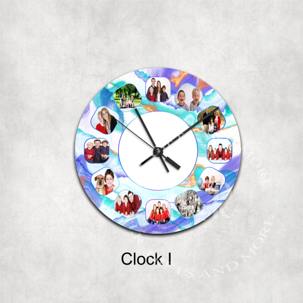 Colourful Personalised Photo Number Glass Wall Clock - Image 9
