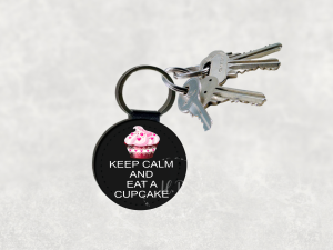 Keep Calm and Eat a Cupcake Leather Keyring