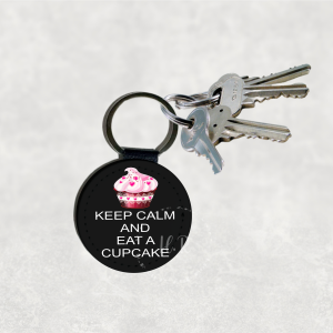 Keep Calm and Eat a Cupcake Leather Keyring