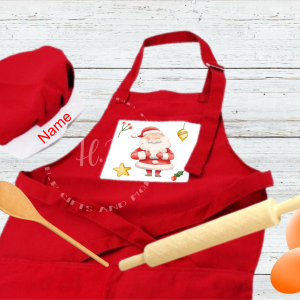Personalised Children's Christmas Aprons Red or Blue