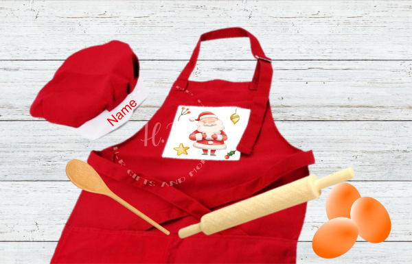 Personalised Children's Christmas Aprons Red or Blue