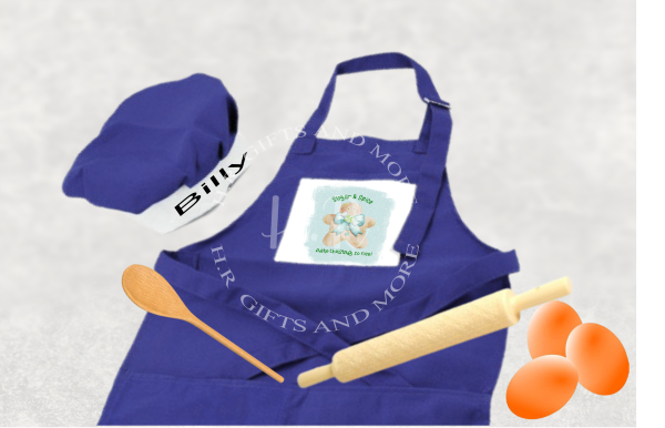 Personalised Children's Christmas Aprons Red or Blue - Image 2