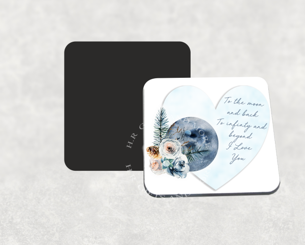 I Love You Quote Heart Flower Coaster