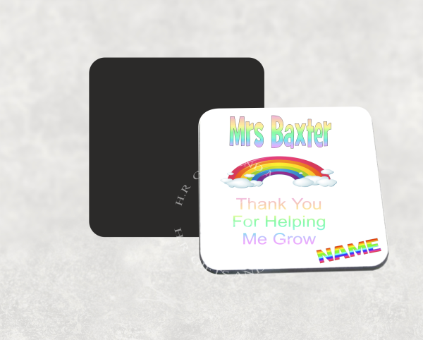 Personalised Rainbow Teacher Coaster