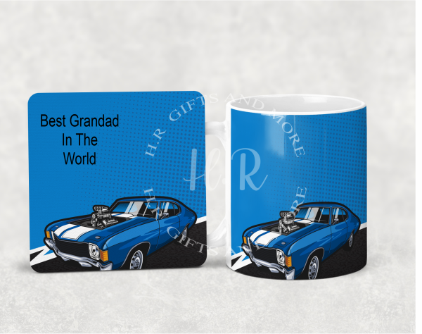 Personalised Classic Car Mug and Coaster Set