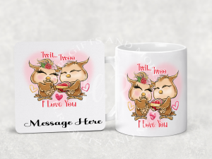 Home Accessories Personalised Twit Twoo I Love You Mug and Coaster Set