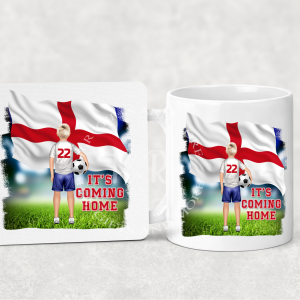 Personalised Football It's Coming Home Mug and Coaster Set