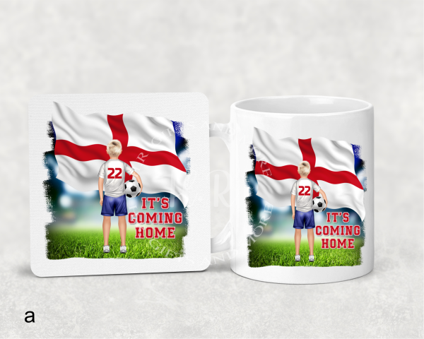 Personalised Football It's Coming Home Mug and Coaster Set