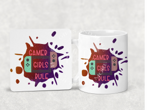 Home Accessories Personalised Gamer Girls Rule Mug and Coaster Set