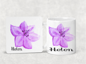 Home Accessories Personalised Flower Mug and Coaster Set