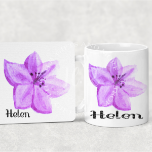 Personalised Flower Mug and Coaster Set