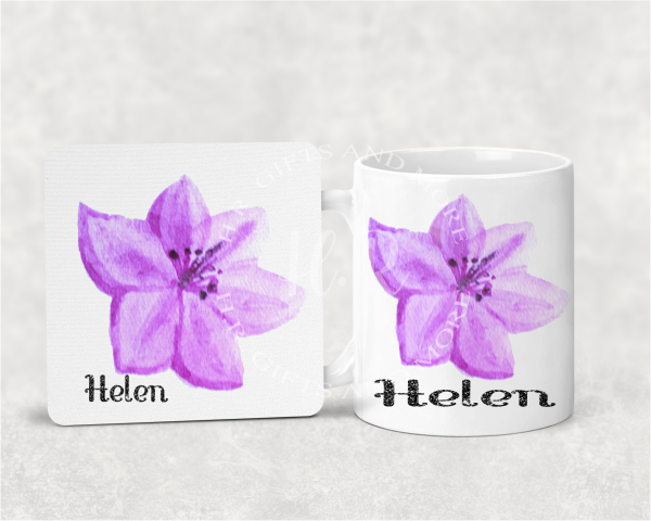 Personalised Flower Mug and Coaster Set