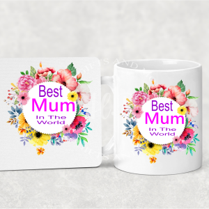 Personalised Best Mum In The World Mug and Coaster Set