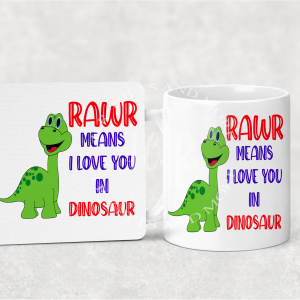 Personalised Dinosaur Mug and Coaster Set